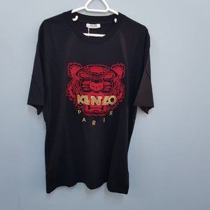 Kenzo Men Tiger Embroidered Black Tee